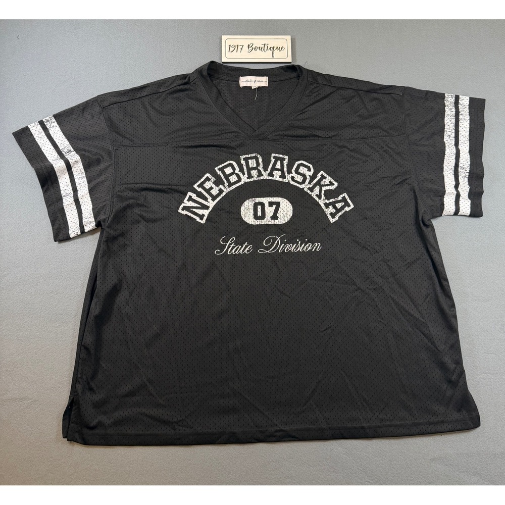 State of Mine Women's XL Nebraska 07 State Division Mesh Jersey Top Black